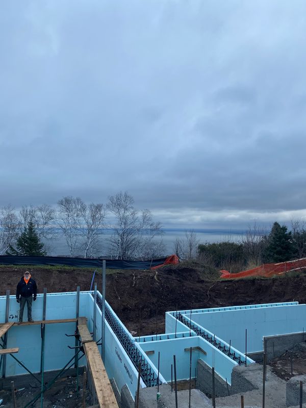 ICF walls overlooking Lake Superior