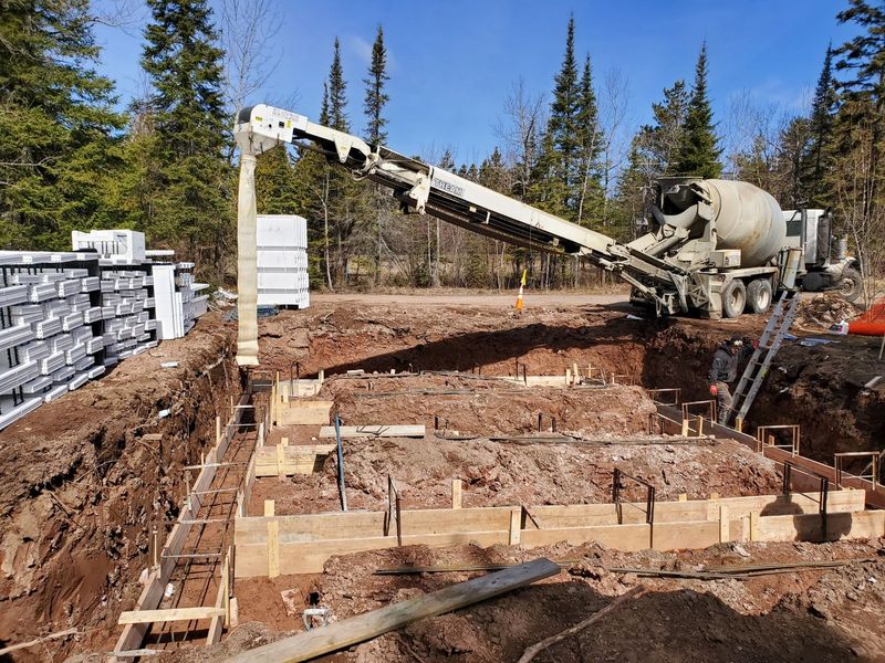 Pump truck pouring footings