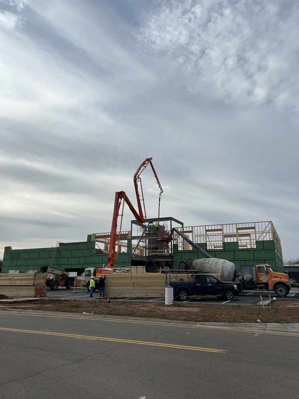Commercial elevator shaft pour