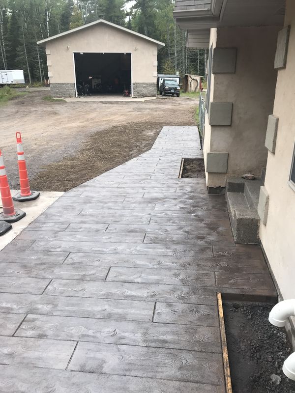 Stamped Barnwood plank walkway
