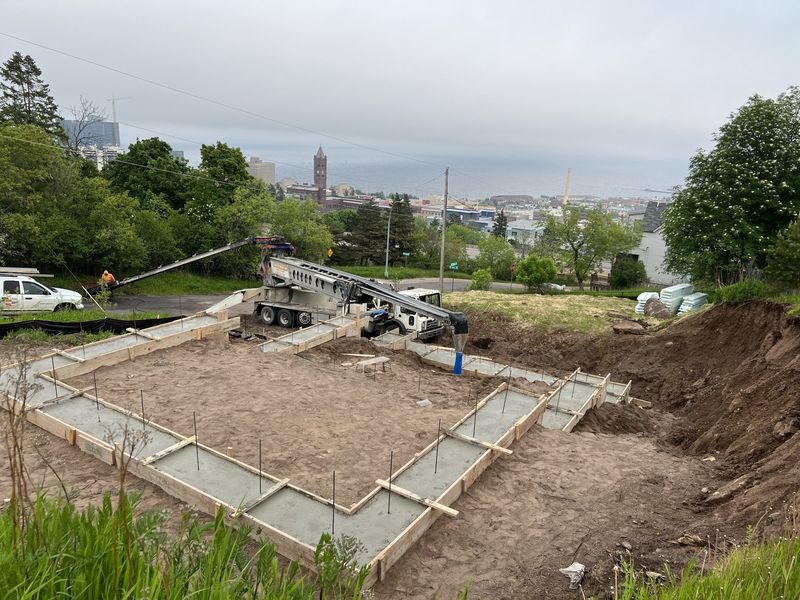 Footings with Duluth skyline